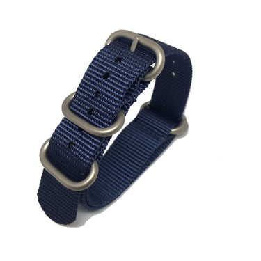 Zulu Military Style Strap - Deep Blue - Silver Buckle